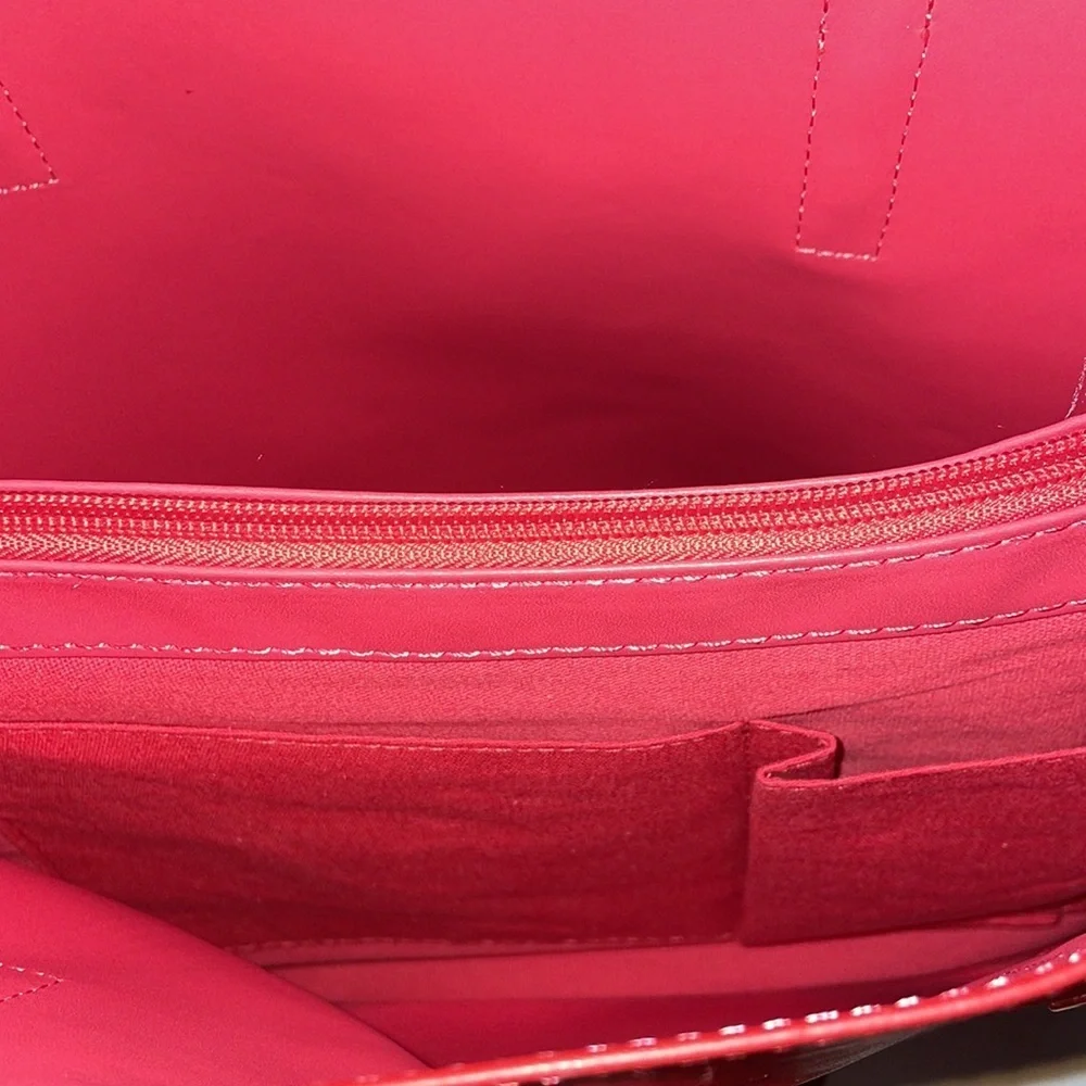 NEW Joy & Iman Red Tote Bag and Wristlet Vegan Leather Matte Classic